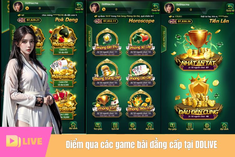 Điểm qua các game bài đẳng cấp tại DDLIVE