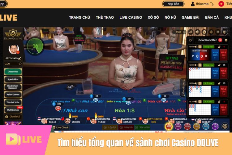 Tìm hiểu tổng quan về sảnh chơi Casino DDLIVE